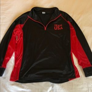 Olympics men’s black and red USA track jacket